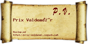 Prix Valdemár névjegykártya